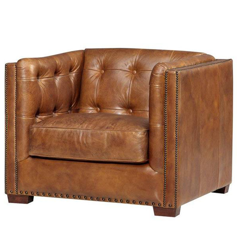Canapé à accoudoirs en cuir véritable de 39 po Belleair