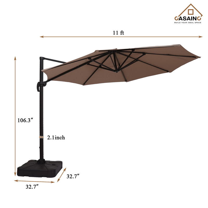 Parasol en porte-à-faux 132 "avec base 132", Beige gris