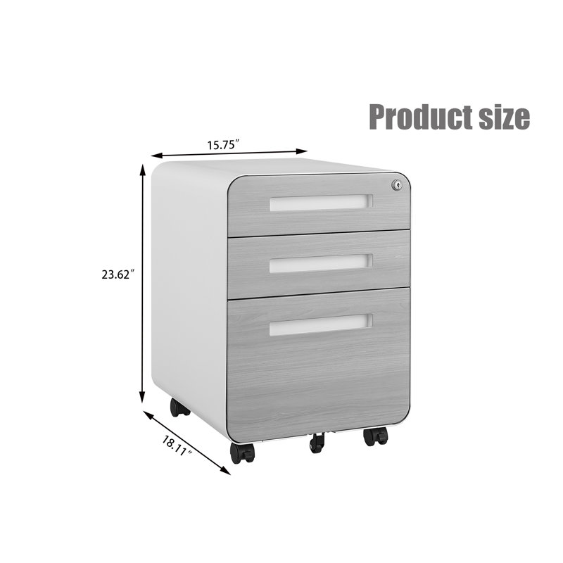 Azeemah 18.11'' Wide 3 -Drawer Mobile File Cabinet, Walnur/White