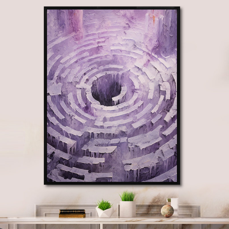 Lyrical Labyrinth Purple Dream - Abstract Spirals, impression sur toile_106105, Cadre flottant noir