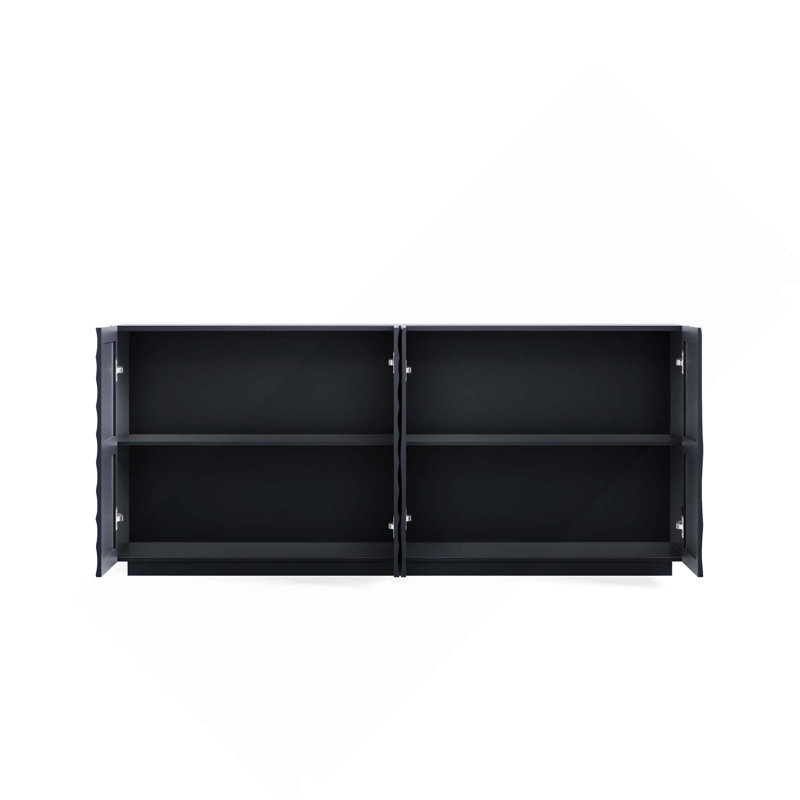 Buffet décoratif moderne autoportant avec 4 portes et anti-déversement pour la cuisine et le salon, Navy Blue