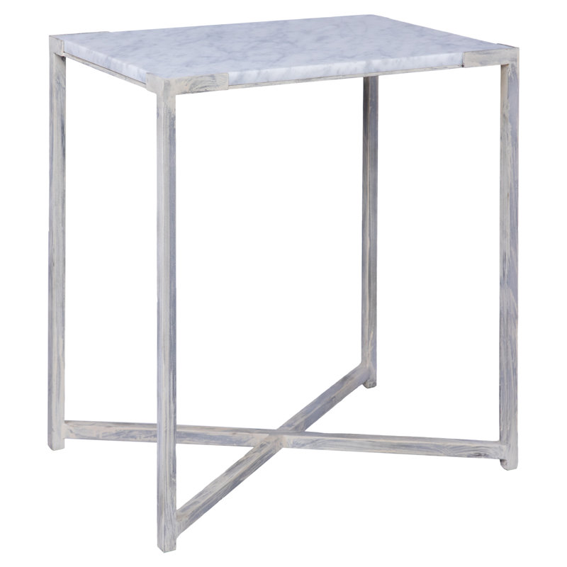 Amelia Marble Frame End Table, Deep Ocean