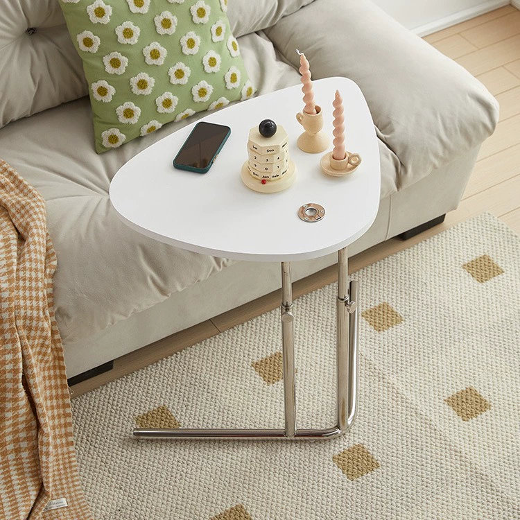 Simple coin en acier inoxydable, bord de canapé de salon, table d'appoint relevable.