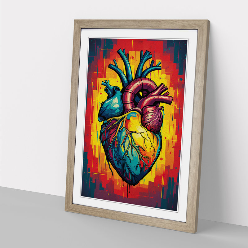 Anatomical Heart Pop Art - Framed Print, Oak Framed, 46cm H x 34cm W