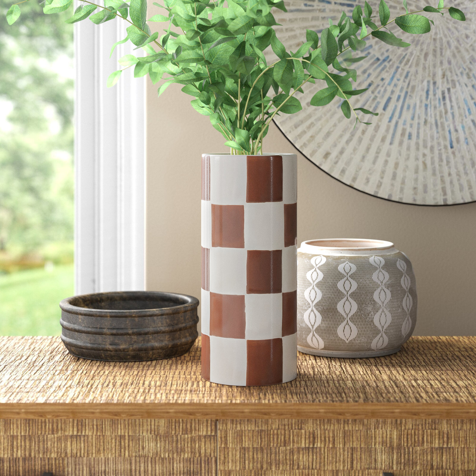 Cleveland Handmade Ceramic Table Vase, Terracotta, 12" H x 5" W x 5" D