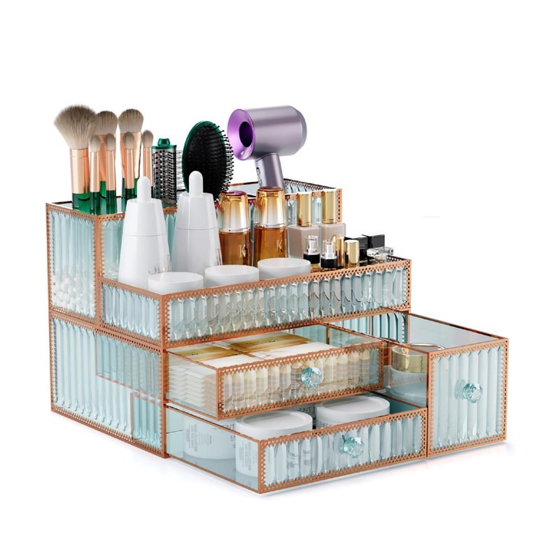 Glass Compartment Makeup Organiser