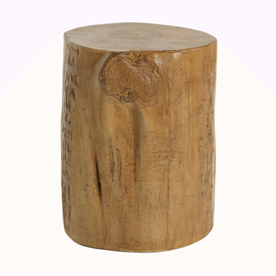 16.25" MGO Side Table, Hand-Painted Wood Stump Accent Table For Both Indoor And Outdoor Use