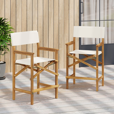 Joseph Patio 25.75” Seat Height Folding Acacia Wood Counter Stools by Laurel Foundry Modern Farmhouse