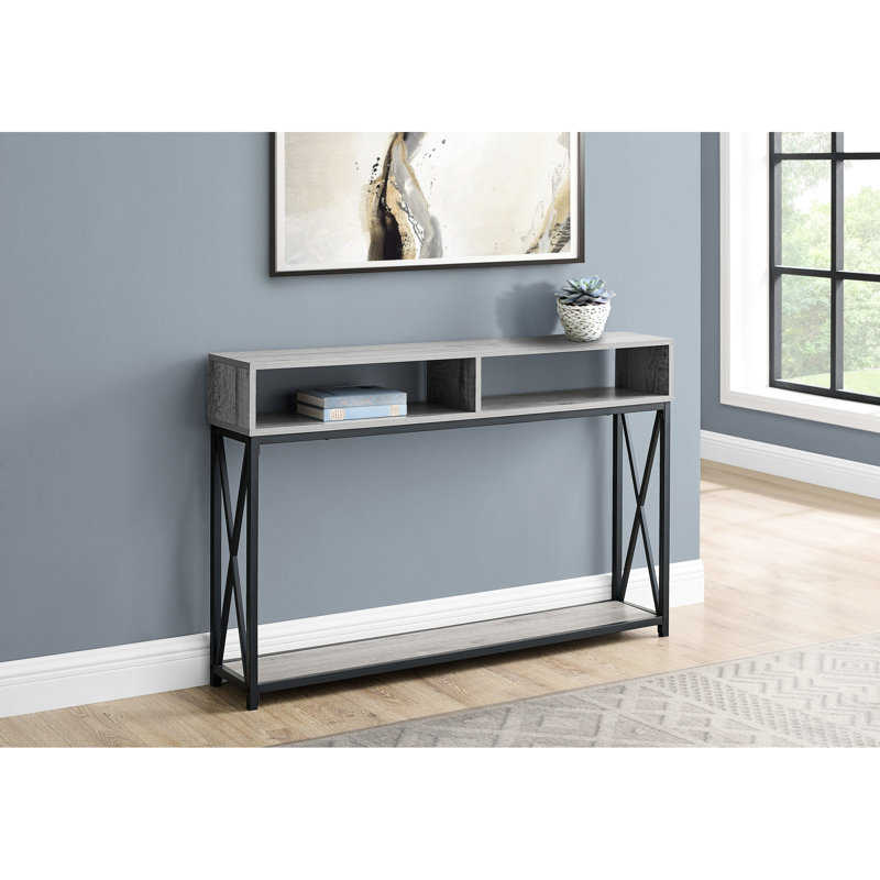 Console de couloir moderne avec stratifié gris et base en métal noire