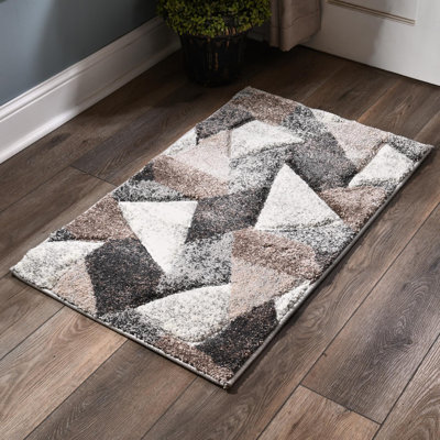 Bora Collection Abstract Geometric Triangle Area Rug