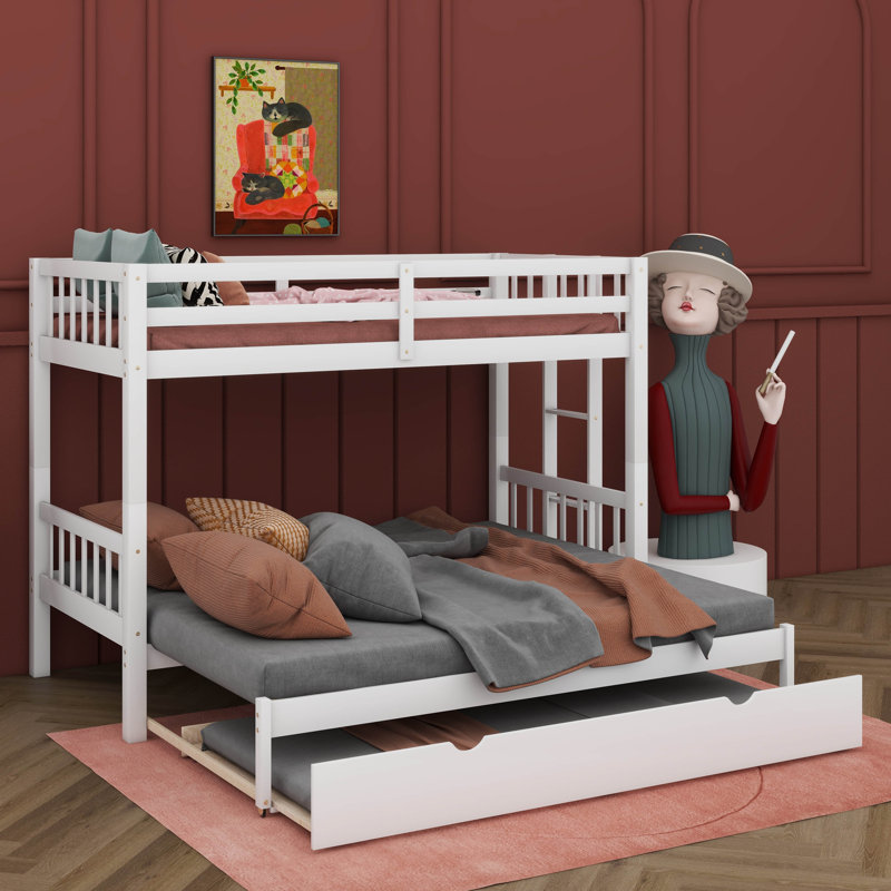 Lit simple superposé au-dessus d'un lit gigogne supplémentaire pour plus d'espace et de commodité, Blanc