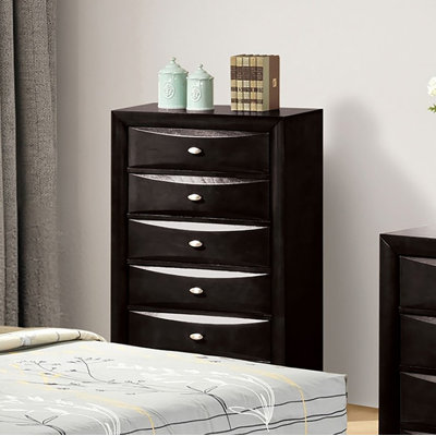5-Drawers Chest 1pc Oval Knob Handles Transitional Bedroom Furniture