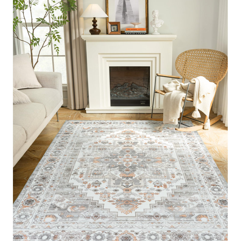 Tapis lavables à la machine pour tapis de salon Boho, Rectangle 5 pi x 7 pi