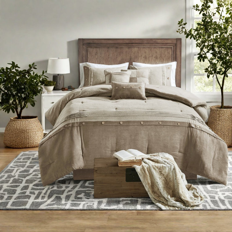 Ensembles de literie confortables 7 pièces, maison de ferme rustique en faux suède