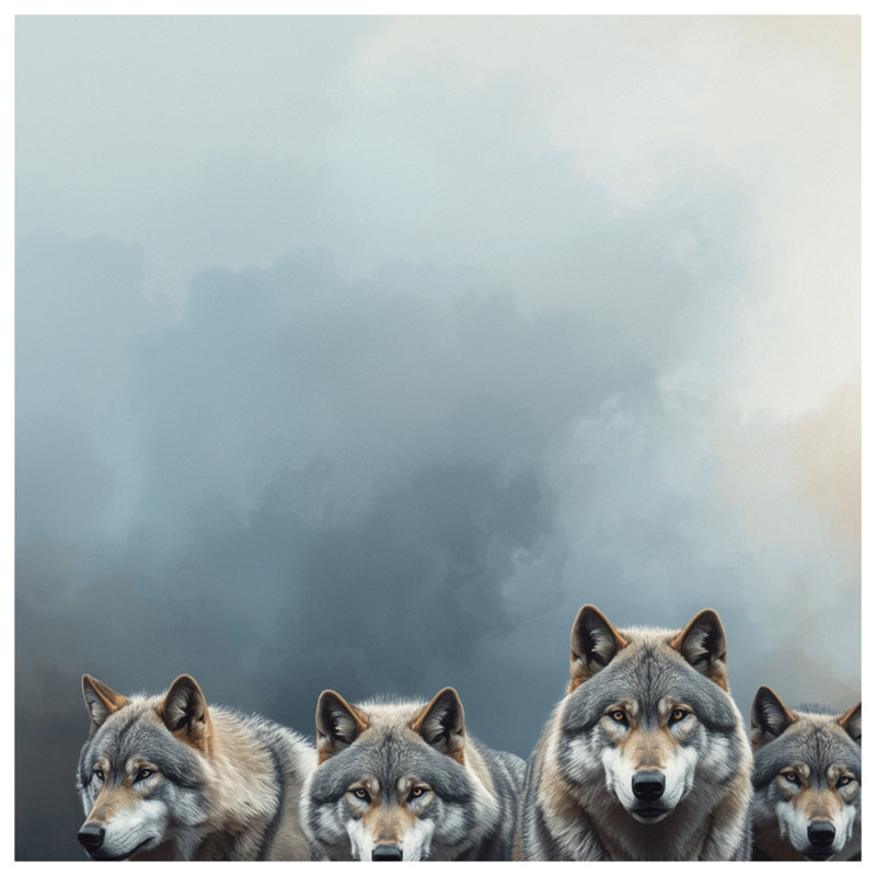 Loup dans des couvertures de brouillard, 50 po L x 60 po H