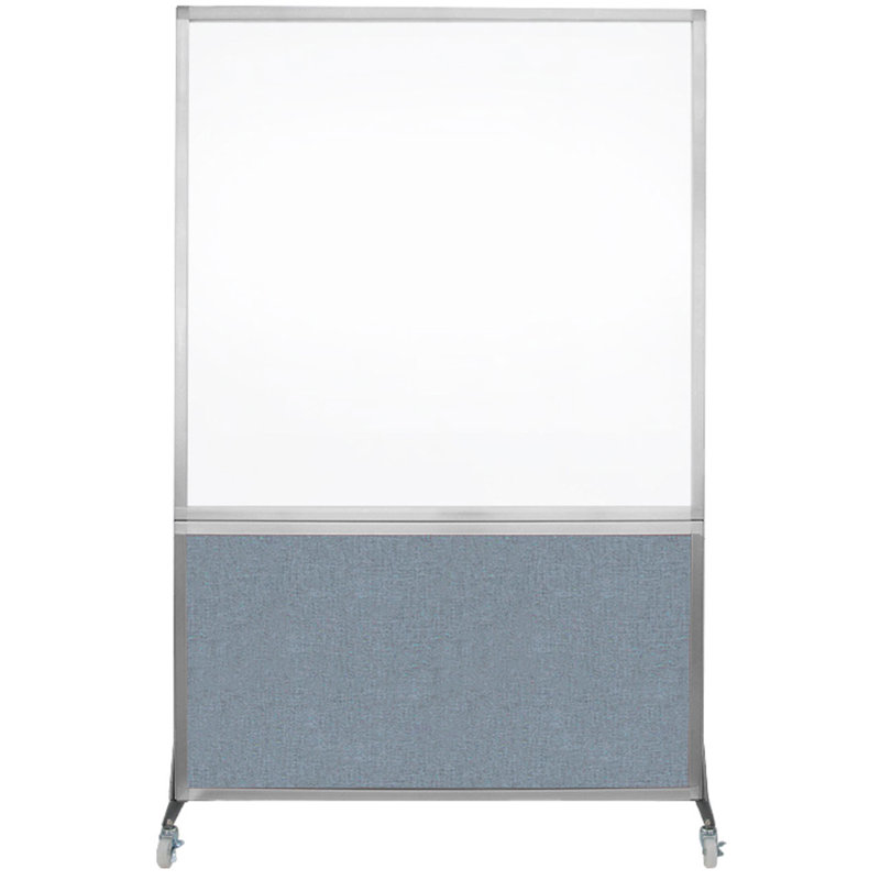 Tableau blanc mobile 6 'de haut DivideWrite, Bleu poudre, H 72 po x l 72 po, Argent