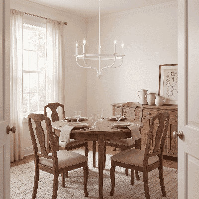 Lustre 5 lumières Ederra en blanc bisque