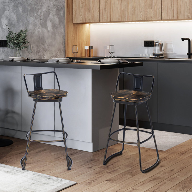 Stellan Swivel Stool with Metal Frame, Bar Stool (30" Seat Height)