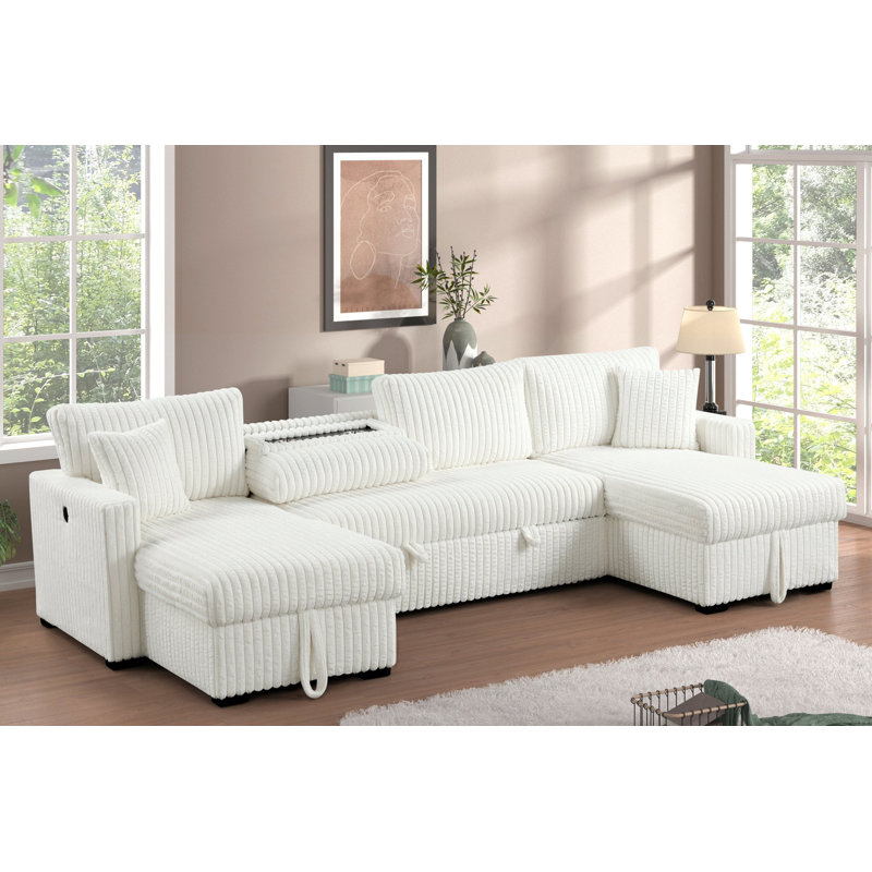 Canapé modulaire à double rangement, Tissu beige
