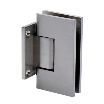 FHC VENS2BN Venice Series Wall Mount Hinge, Brass Material, Short Back Plate, 3/8" to 1/2" Glass Thickness, Brushed Nickel Finish.