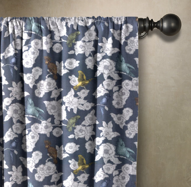 Cotton Blend Room Darkening Curtain Single Panel, 50" W x 72" L, Charcoal
