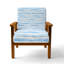 Chaise rembourrée rayée - bleu et blanc-1385106423