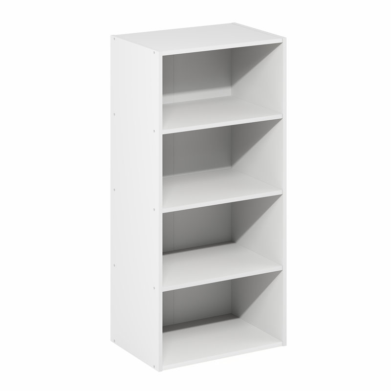 Étagère Olmeda, bibliothèque à 4 niveaux avec tablette ouverte, tablette de rangement cubique, 28 x 43 x 89 cm, pour salon, chambre, bureau, blanc
