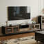 Meuble télé rétro en bois manufacturé noir-1361924302