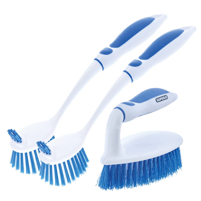 Ensemble de 3 brosses à vaisselle double face et brosse à légumes et 1 brosse à récurer tout usage Superio