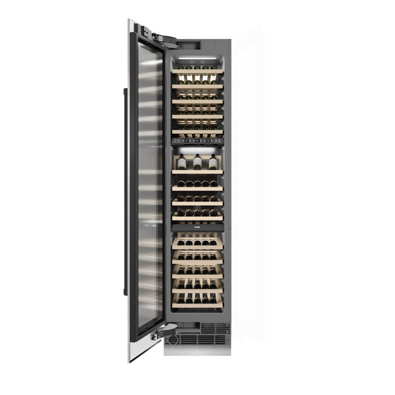 ZLINE Autograph 18 in. White Matte 68 Bottle Right Hinge Column Wine Cooler with Bronze Accents, Right Handed, Black