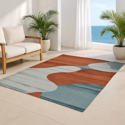 Tapis intérieur et extérieur brun Watercolor