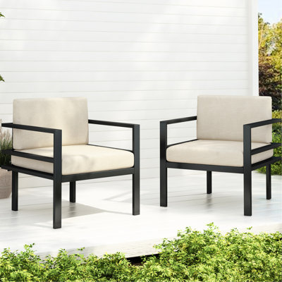 Fauteuil de détente d'extérieur élégant de 27,7 po, fabrication en aluminium, rembourrage, structure de confort moderne pour balcon et jardin, coussins, utilisation élégante
