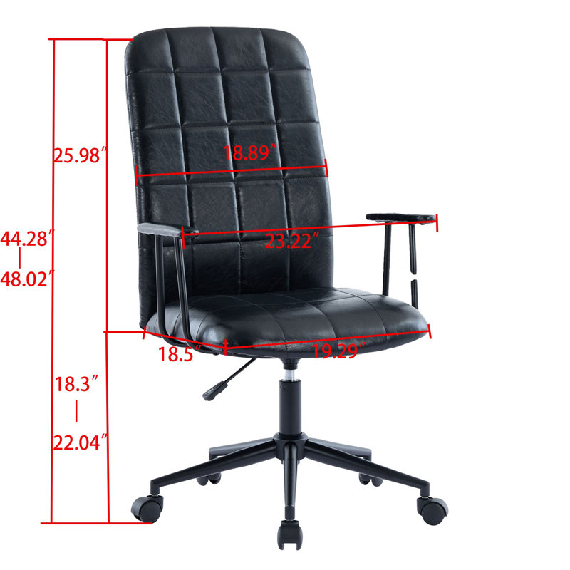 Antique  PU leather color office chair, with armrest, high backrest, soft foam seating, Black