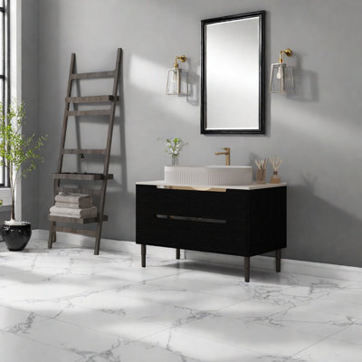 Meuble-lavabo polyvalent de 36 po, lavabo en céramique et rangement moderne