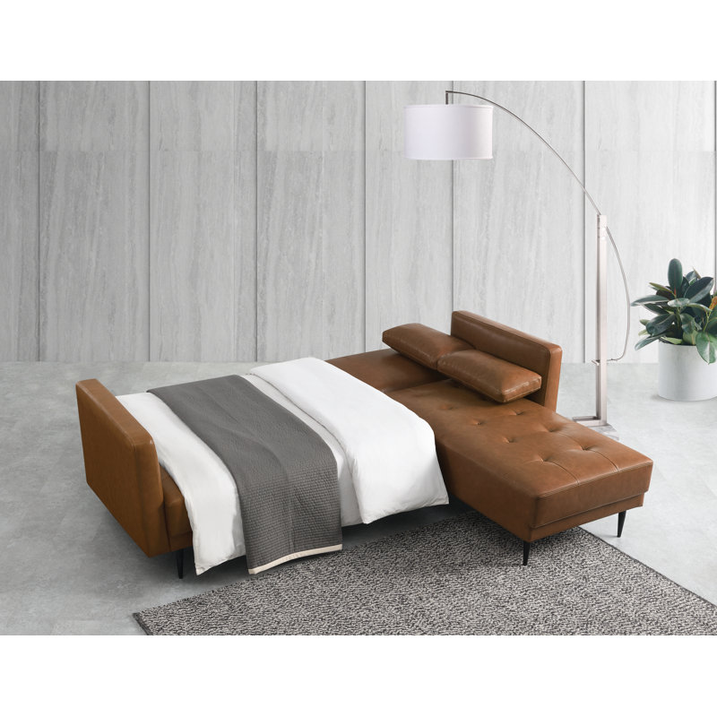 Kishanna 3 Seater Faux Leather Sofa Bed, Brown