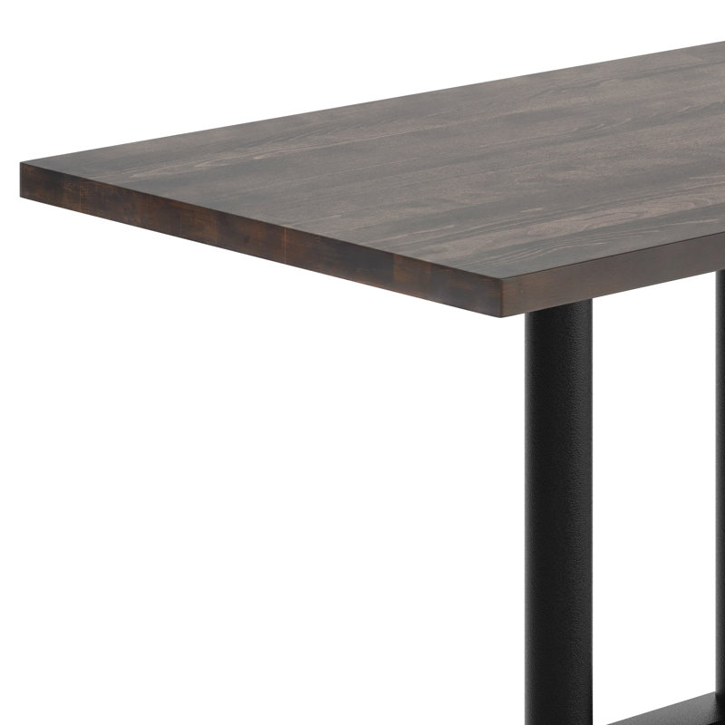 Plateau de table en bois massif de L 48 po x l 30 po avec base à deux colonnes à hauteur de salle à manger 27 po x 15 po