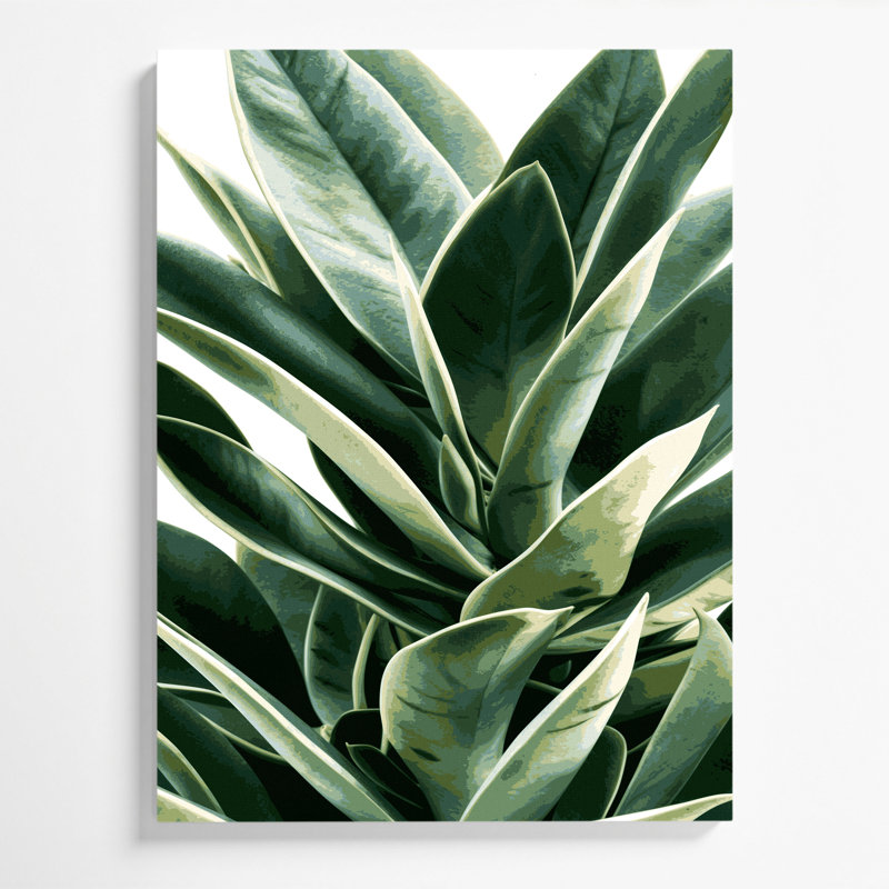 "Watercolor Botanical 76", art mural sur toile verte, H 8 po x l 10 po
