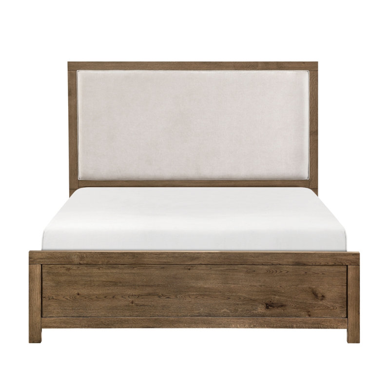 Lit pour grand lit moderne avec garniture de chargement et tête de lit à finition brune, meubles de chambre à coucher transitionnels 1pc