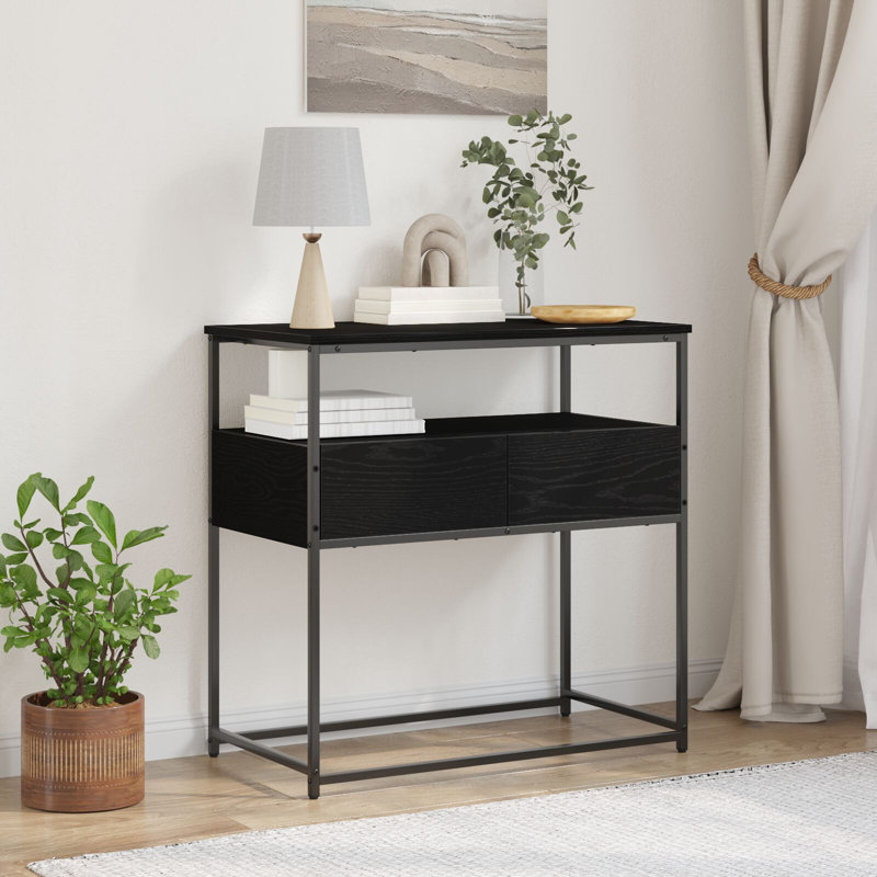 Console avec tiroir chêne noir vidaXL 29,53 po x 15,75 po x 29,53 po, Noir