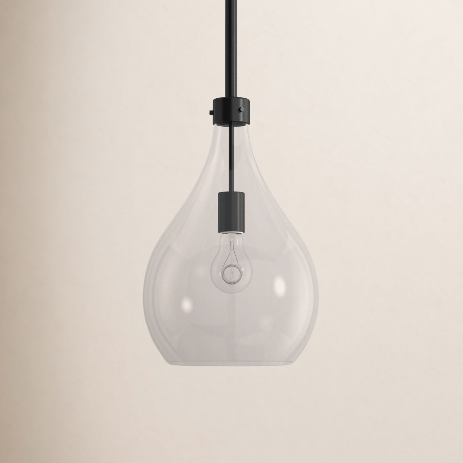 Breece Single Light Glass Steel Dimmable Pendant