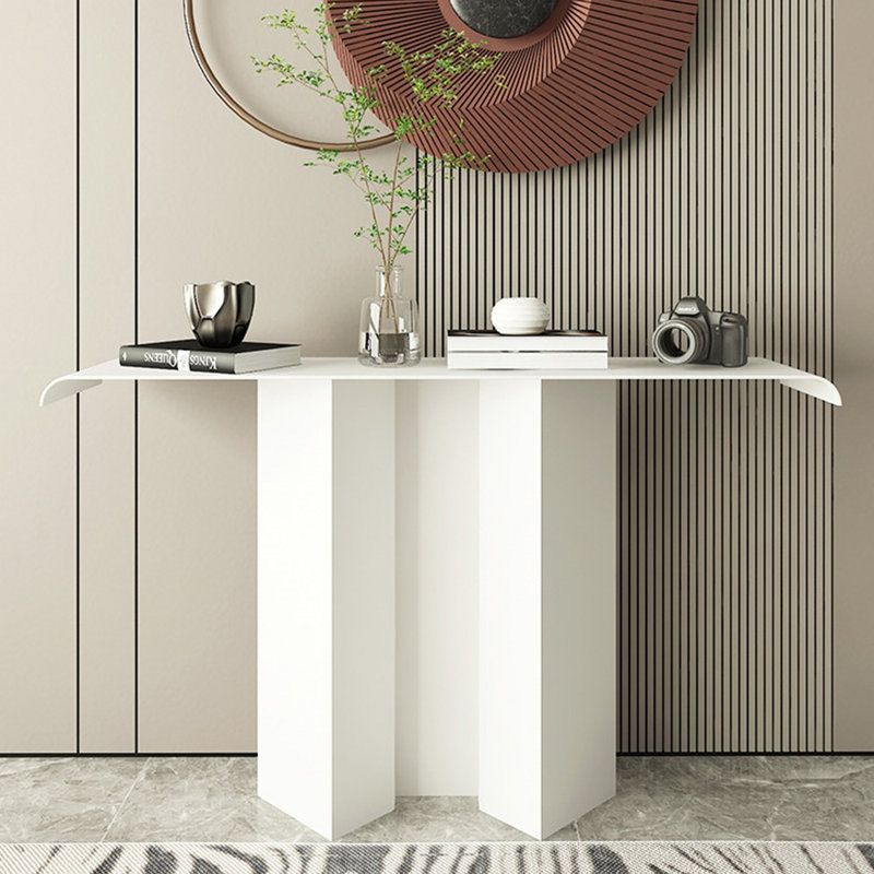 Console moderne blanche simple, 31.5" H x 55.1" W x 11.8" D