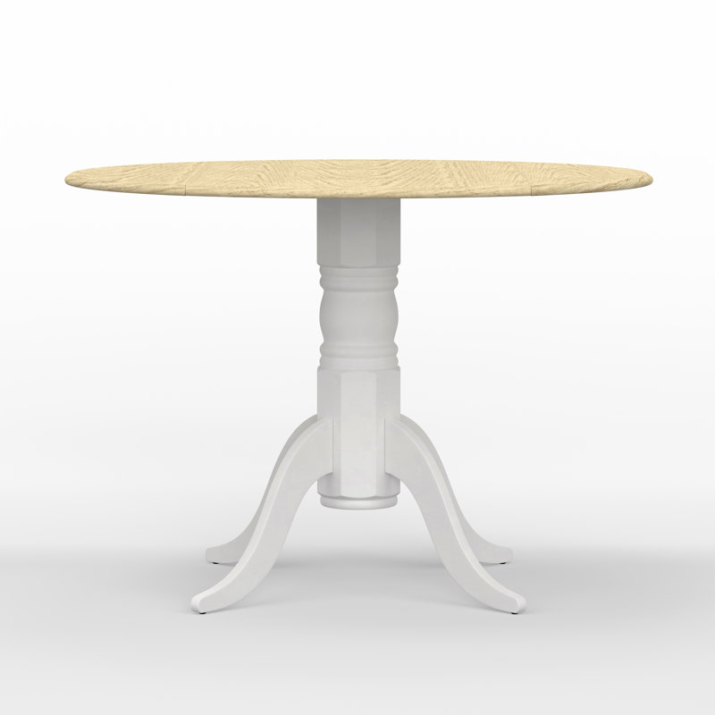 Truman Extendable Round Solid Wood Dining Table, White, Brown