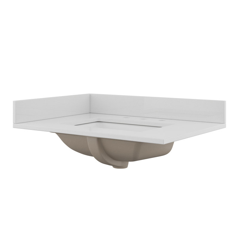 Plateau de meuble-lavabo simple 31 po avec lavabo, Blanc neige