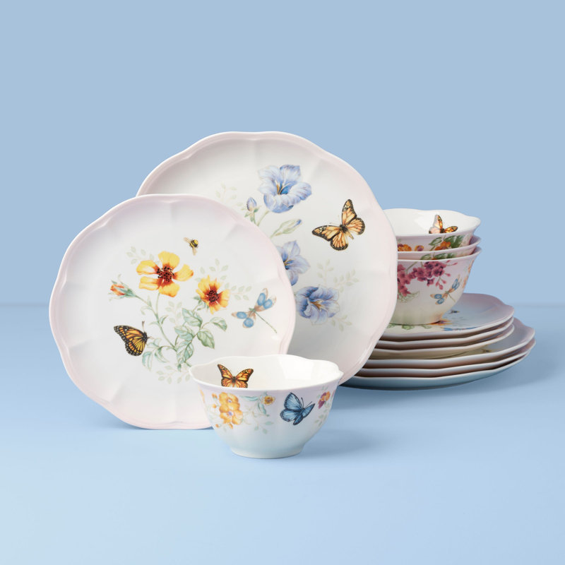 Ensemble 12 pièces de vaisselle Lenox Butterfly Meadow