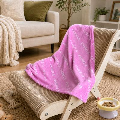 Fairela - Hemp Mat Lounge Chair Dog & Cat Bed with Pink Cozy Blanket