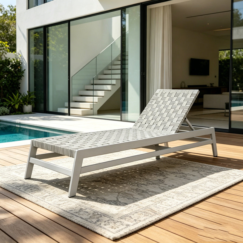 Outdoor Rope Chaise Lounge, Grey,LIGHT GREY