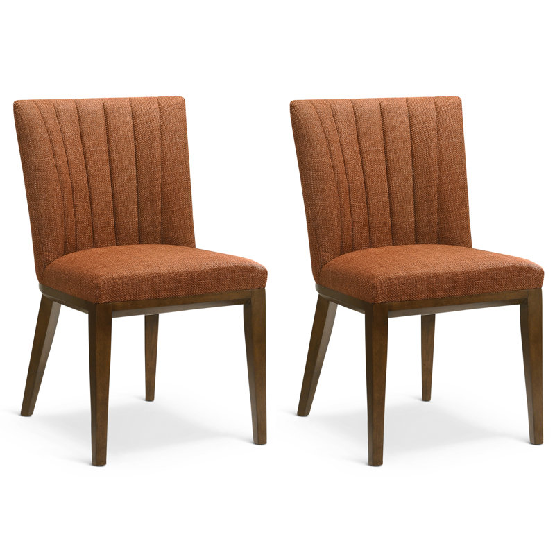 Keyonn 19.5'' H Tufted Fabric Upholstered Side Chair, Orange