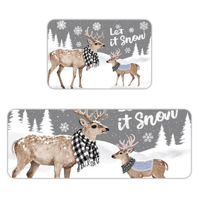 Winter Reindeer, Kitchen Mats Set Of 2