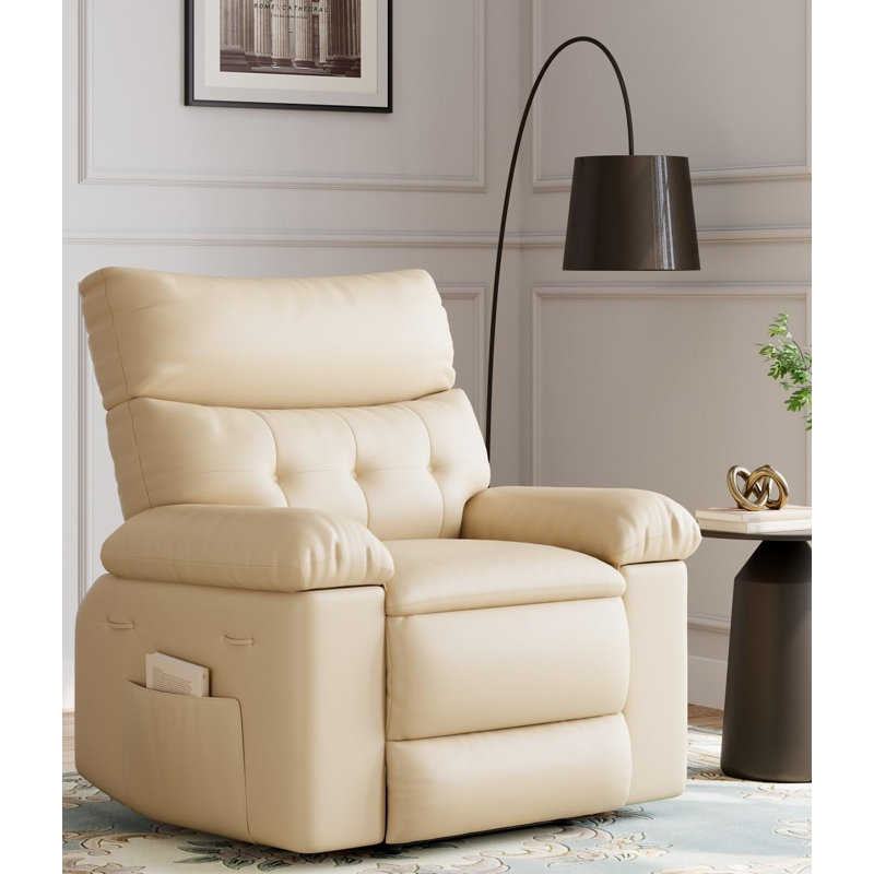 Fauteuil inclinable à bascule avec chaleur et massage, fauteuil surdimensionné manuel avec télécommande pour salon et chambre de bébé