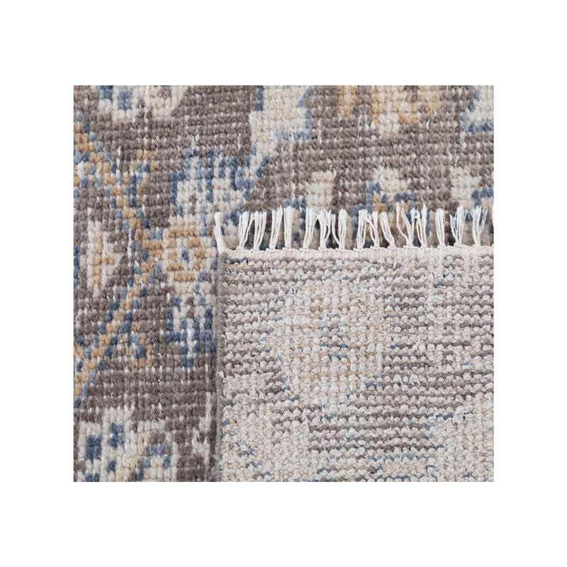 Wool Floral Area Rug in Brown/Blue, Runner 2'6" x 9'